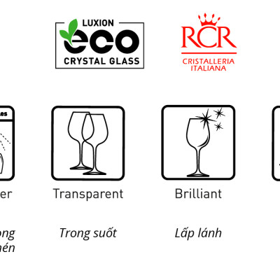 Ly Rượu Vang Thuỷ Tinh Pha Lê Ý RCR - Brillante Flute Goblet 180ml