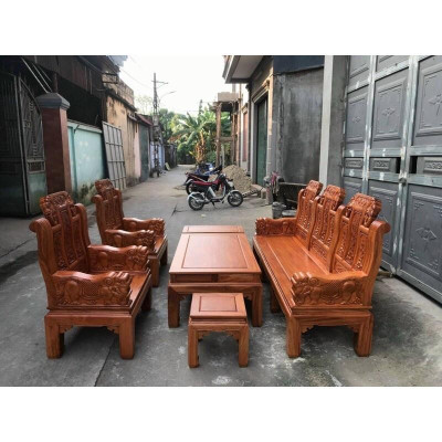 bộ bàn ghế Âu á trương voi tay nguyên khối gỗ gõ đỏ