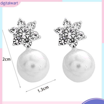 Đôi khuyên tai đính đá và ngọc trai giả xinh xắn dành cho nữ