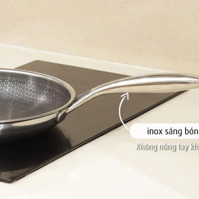 [Hàng chính hãng] Chảo chiên inox iMat Hybrid Blackcube 26cm, Phủ chống dính Ceramic đen