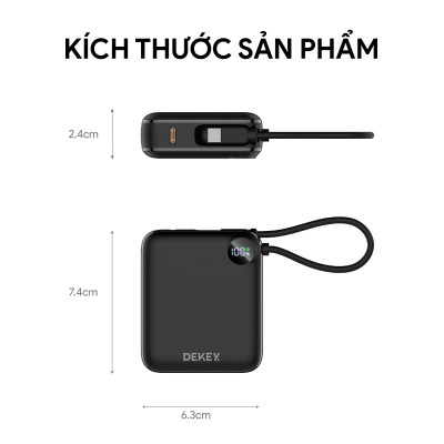 Pin Sạc Dự Phòng 10.000mAh Sạc nhanh 22.5W USB-C PD Power Bank DEKEY Power Pioneer kèm cáp sạc, chính hãng Dekey Japan_ Hàng chính hãng