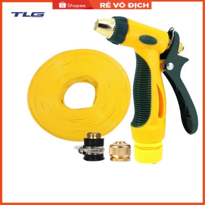 Bộ dây vòi xịt nước rửa xe, tưới cây tăng áp 3 lần,loại 3-5M (nối đồng nhựa đen) 206317