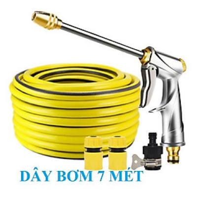 Bộ dây vòi xịt nước rửa xe, tưới cây . tăng áp 3 lần, loại 7m, 10m 206701-2 đầu đồng,cút,nối đen+ tặng móc khoá
