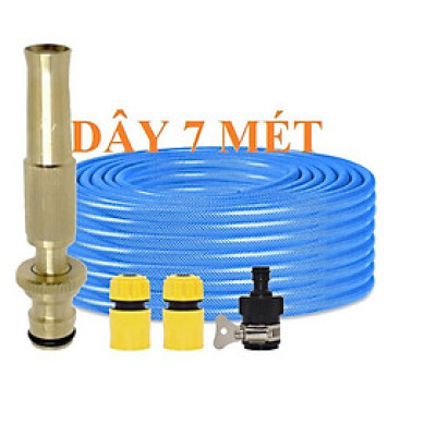 Bộ dây vòi xịt nước rửa xe, tưới cây . tăng áp 3 lần, loại 7m, 10m 206587 cút sập, nối đen