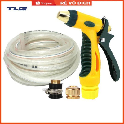 Bộ dây vòi xịt nước rửa xe, tưới cây tăng áp 3 lần,loại 15M (nối đồng nhựa đen) 206317
