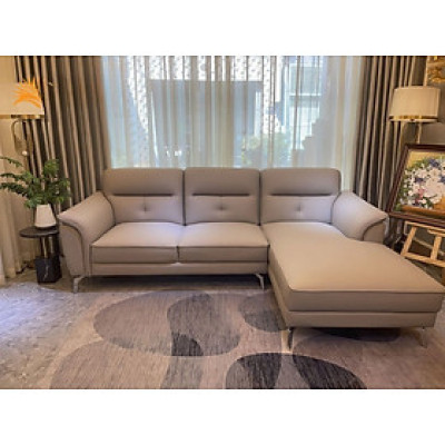 Sofa góc L da bò Italy Juno sofa màu xám SFLCT06 2m6 x 1m6 hàng cao cấp chuẩn da bò nhập khẩu Ý