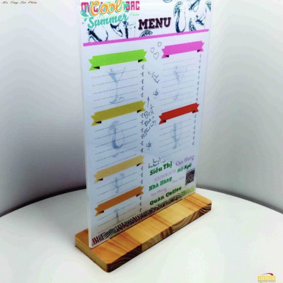 Menu mica A5 đế gỗ Nhatvywood NV5102