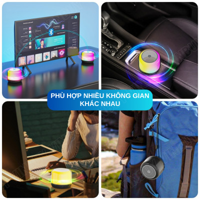 Loa bluetooth mini không dây wireless TWS HiFi loa nghe nhạc âm trầm bass mạnh có đèn RGB đổi màu theo nhạc, hỗ trợ thẻ nhớ - Hàng chính hãng VinBuy