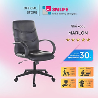Ghế xoay văn phòng lưng cao bọc da SMLIFE Marlon