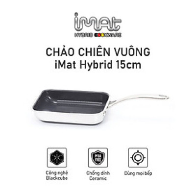 [Hàng chính hãng-iMat hybrid] Chảo chiên  trứng vuông 15cm iMat Hybrid, chống dính gốm Ceramic đen 