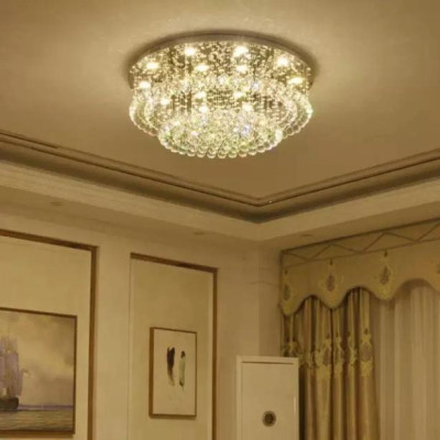 Đèn mâm Ca Sỹ Pha Lê ốp trần M9153 - KT 600x600x350mm, đèn chùm pha lê, DT