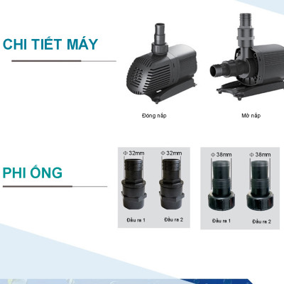 Máy bơm nước ATMAN AT8000 65W, 8000L/Hr lọc nước hồ cá koi, bơm sinh hoạt, tiểu cảnh, đài phun nước cao cấp