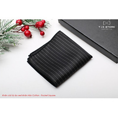 Khăn Cài Túi Áo Vest - Pocket Square - Phụ Kiện Cài Áo đen kẻ kim tuyến