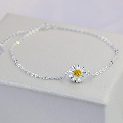 Lắc tay hoa cúc nhỏ bạc s925 xinh xắn