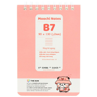 Sổ Lò Xo Moochi Notes B7 - Kẻ Ngang - 120 Trang 80gsm - The Sun 03
