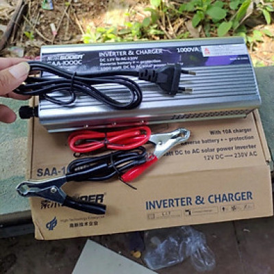 Inverter chuyển đổi điện 12v lên 220v 1000w  CÔNG SUẤT ĐỦ có sạc ắc quy 10a 2IN1