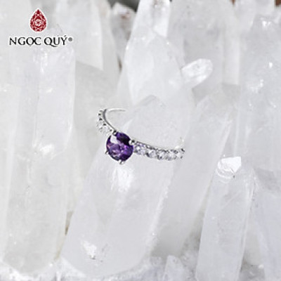 Nhẫn bạc nữ đá thiên nhiên - Ngọc Quý Gemstones - Thạch anh tím - Ni 17