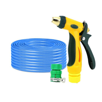 Bộ dây vòi xịt nước rửa xe,tưới cây tăng áp 3 lần 15M( nối nhựa xanh) 206317