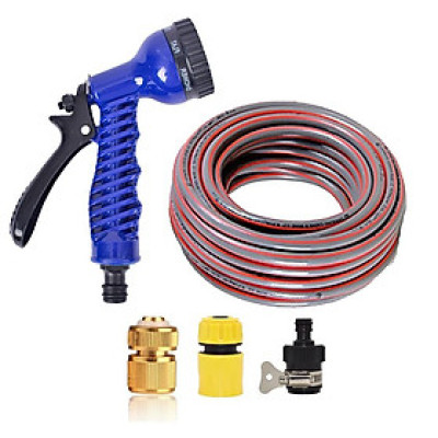 Bộ dây vòi xịt rửa xe, tưới cây, dọn dẹp nhà cửa 5m (cút đồng nối nhựa đen) 206843 