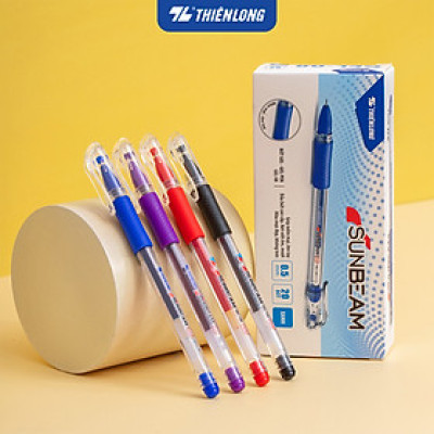 Combo 5/10/20 Bút Gel Thiên Long GEL-08 ngòi 0.5mm mực xanh đỏ đen tìm có nắp đậy, đệm cầm tay phù hợp cho học sinh