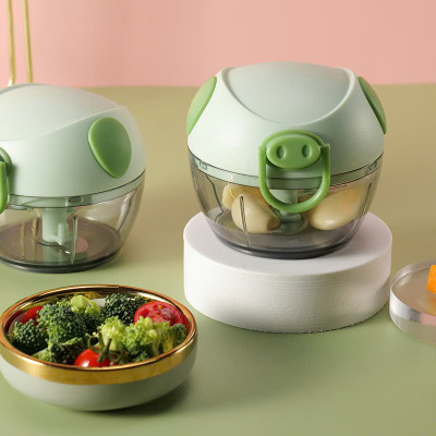 Máy Xay Tỏi Ớt Cầm Tay 180ml Thiết Kế Hình Chú Heo Siêu Dễ Thương, Máy Xay Đa Năng Đồ Ăn Dặm Dạng Kéo Mini Đa Năng 