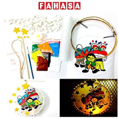 Bộ Nguyên Liệu Làm Lồng Đèn Trống 20 cm Vinacraft - Ba Bé Múa Lân