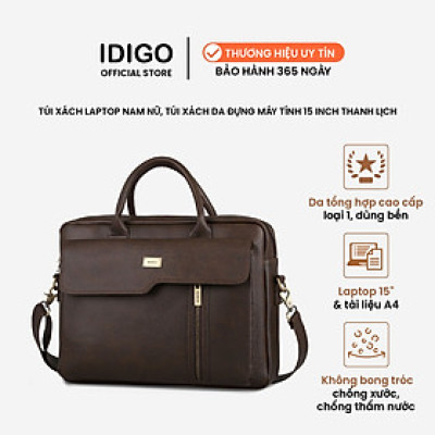 Túi xách công sở nam nữ nắp vạt xéo thanh lịch IDIGO MB2 - 6012, túi đựng laptop 15 inch cao cấp