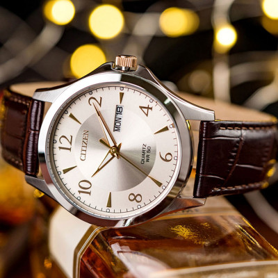 Đồng Hồ Nam Citizen Dây Da BF2009-29X - Mặt Vàng 