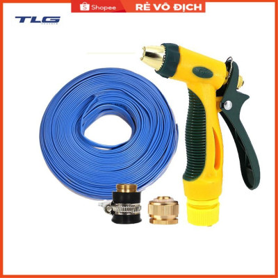 Bộ dây vòi xịt nước rửa xe, tưới cây tăng áp 3 lần,loại 3-5M (nối đồng nhựa đen) 206317