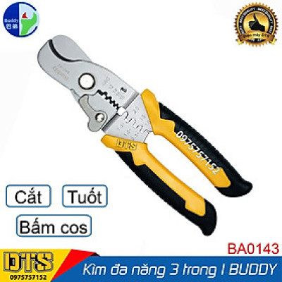 Kìm cắt dây đa năng cao cấp Nhật Bản 3 trong 1 Buddy BA0143 175mm (Cắt cáp-Tuốt dây-Bấm cos) - Standard JAPAN