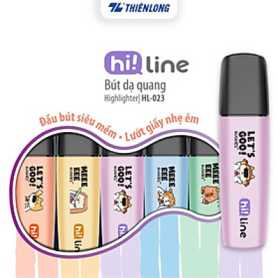 Bút dạ quang màu Pastel Hi! Line Thiên Long HL-023 - Đầu bút siêu mềm, lướt giấy nhẹ êm