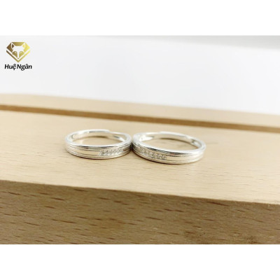 Nhẫn đôi bạc Ý 925 Huệ Ngân - Đính Đá yêu thương RR1785