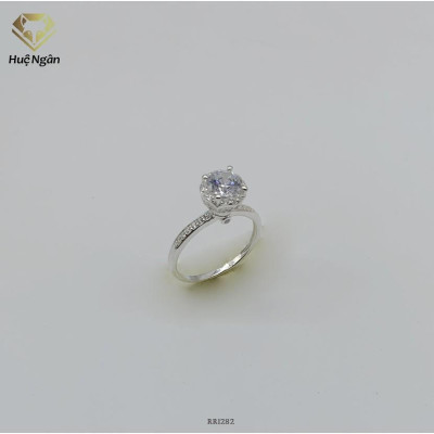 Nhẫn bạc Ý 925 Huệ Ngân - 4 chấu vương miên đá 6li RR1282