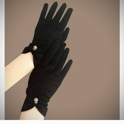 Găng tay satin màu đen cho Cô dâu và Dạ hội, đi tiệc, sự kiện, đạo cụ chụp ảnh, studio MS: 42851