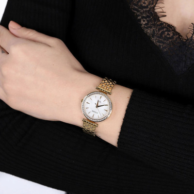 Đồng Hồ Nữ Citizen Đính Đá Swarovski Dây Thép Không Gỉ ER0212-50Y - Mặt Xà Cừ