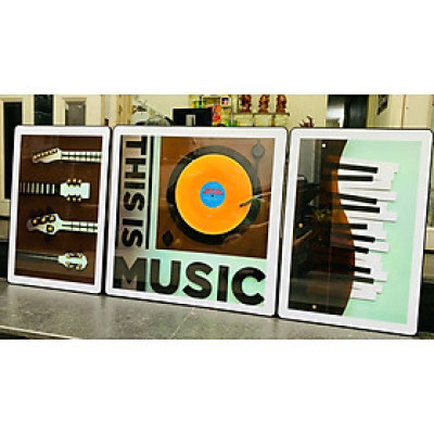 (ẢNH CHỤP THẬT) Tranh treo tường trang trí decor lớp dạy nhạc, phòng thu âm kèm đinh