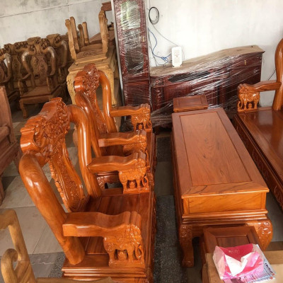 Bộ bàn ghế Minh Quốc Voi gỗ Gõ Đỏ