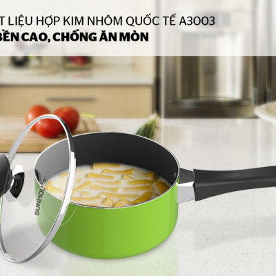 [Hàng Chính Hãng] Nồi Quấy Bột Chống Dính Sunhouse SHG-MP14 Màu Xanh - Kích thước 14 cm, Không dùng được cho bếp từ, truyền nhiệt nhanh, giữ nhiệt tốt