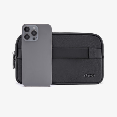 Clutch Đeo Chéo Ví Nam Cầm Tay GENCE RB08 Da Bò Khóa Vân Tay Cao Cấp Màu Đen