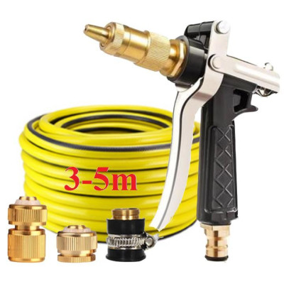 Bộ dây vòi xịt nước rửa xe, tưới cây . tăng áp 3 lần, loại 3m, 5m 206236Sđầu đồng, cút đồng, d.vàng