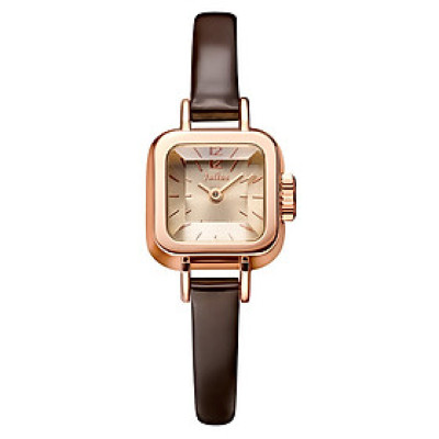 Đồng Hồ Nữ Dây Da Julius JA - 496 (24mm) - Dây Nâu Viền Đồng