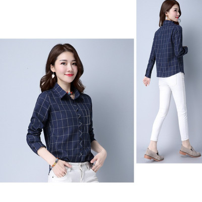 Áo sơ mi caro kiểu nữ công sở thiết kế thời trang Haint Boutique cổ sơ mi cơ bản Sm191