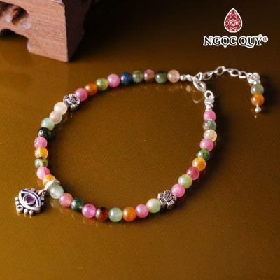 Vòng tay đá tourmaline mix charm bạc - Ngọc Quý Gemstones