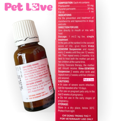 Siro Vime Deworm xổ giun sán cho chó mèo (Vemedim, chai 20ml)