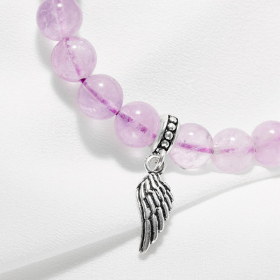 Vòng thạch anh tím ngọc phối charm cánh bạc Ngọc Quý Gemstones