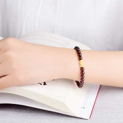 Vòng tay phong thủy, vòng tay nữ may mắn đá thạch anh đỏ ruby gắn tỳ hưu hút Lộc Tài Duyên TARUBY01