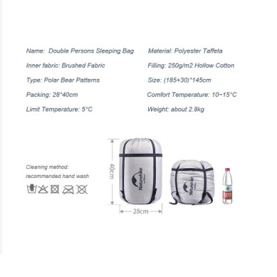 Túi ngủ cotton đôi kèm gối NatureHike NH21MSD06