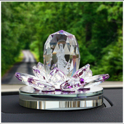 Tượng Phật Bà Quan Âm Tòa Sen Pha Lê Trong, Tượng Nước Hoa Quan Âm, Tặng Kèm Tinh Dầu Và Đế Chống Trượt