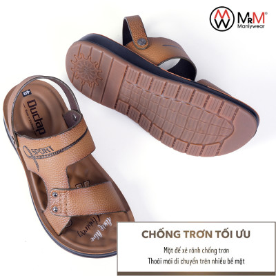 Dép Sandal Nam Da Bò - DC04 Đế Cao Đúc Nguyên Khối, Đường Khâu Chắc Chắn, Đế Massage Mềm Mại Êm Chân