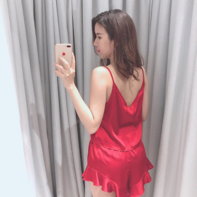 Đồ bộ ngủ lụa, đồ bộ mặc nhà, đồ ngủ lụa cao cấp-màu đỏ đô